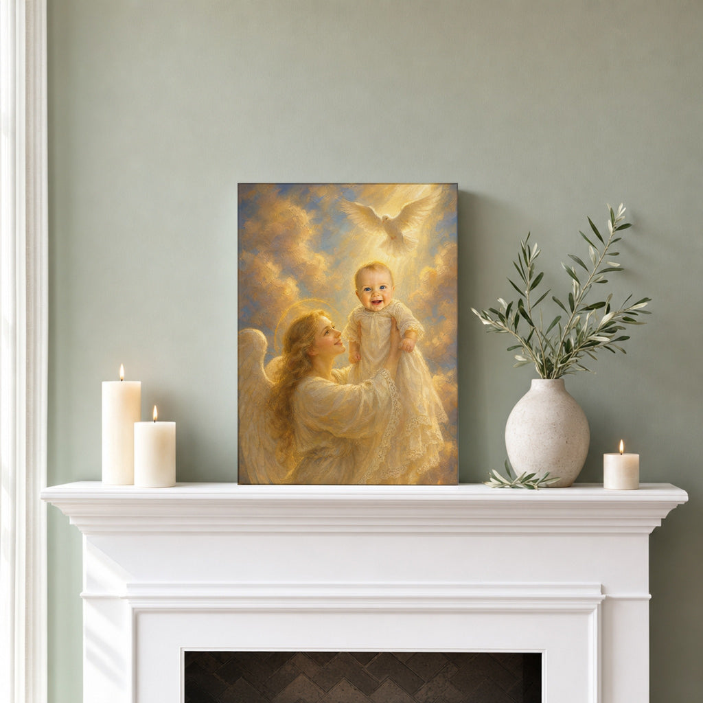 Baptism Blessing: room mockup, mantel