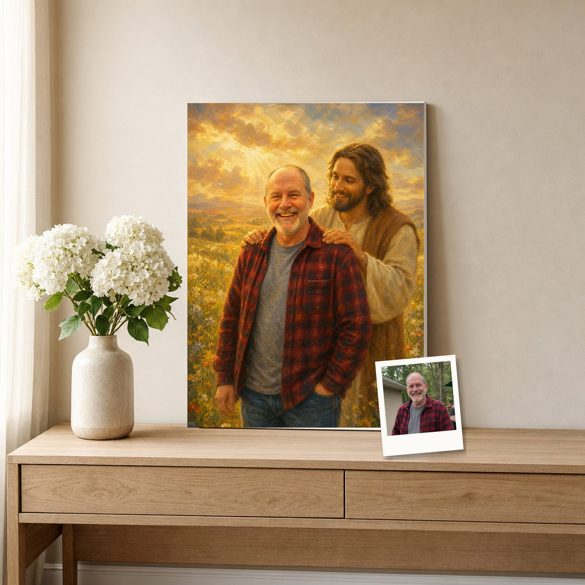 Held by Jesus (Memorial): room mockup, console