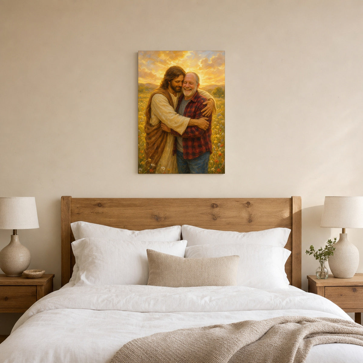 Held by Jesus (Memorial): room mockup, bedroom