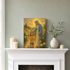 Under Mary's Mantle: room mockup, mantel