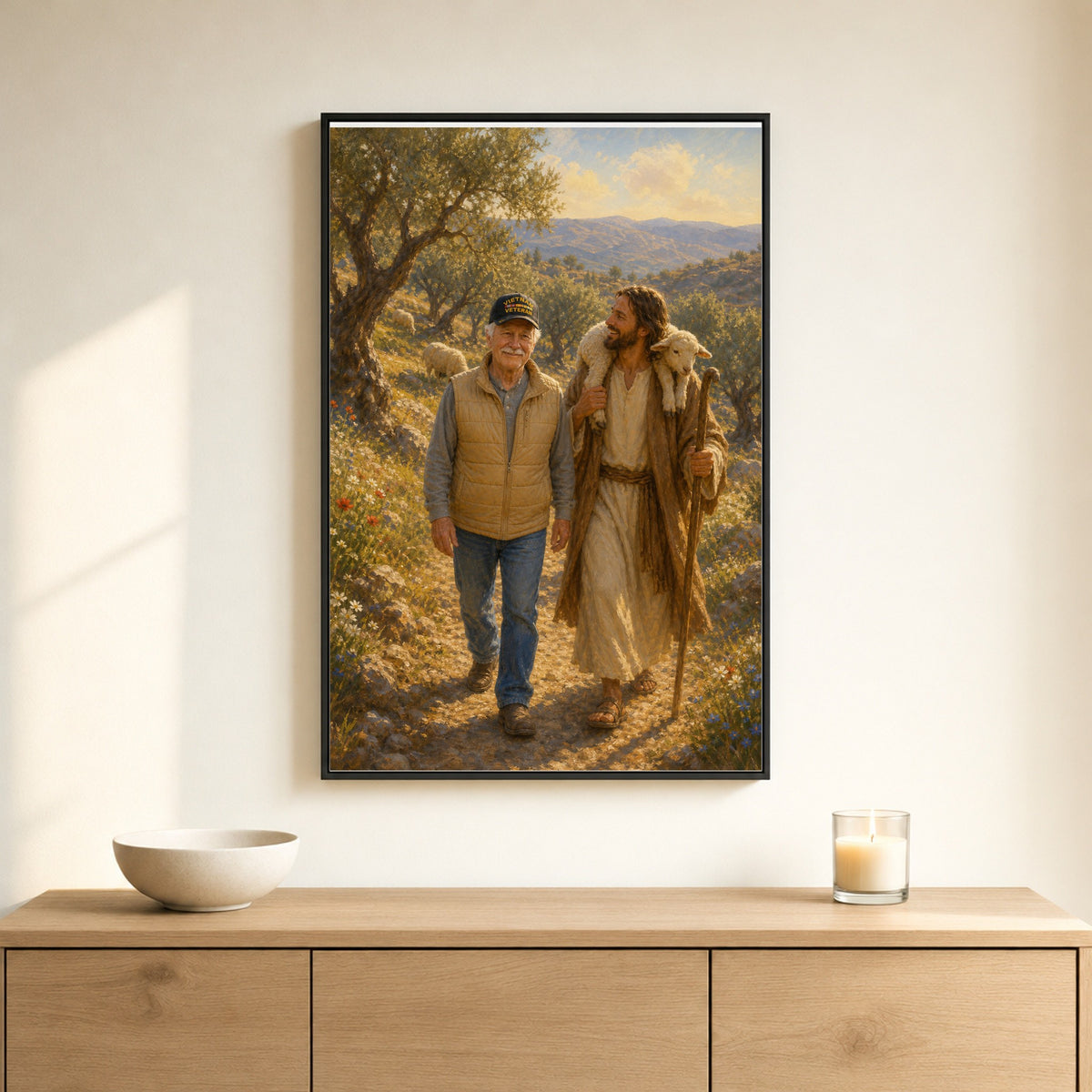 Walk with Jesus: room mockup, sideboard