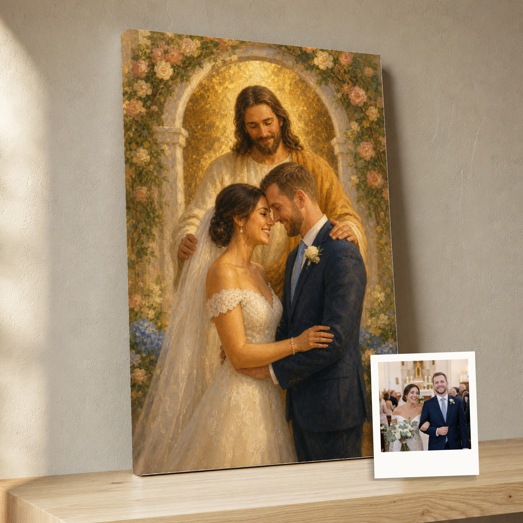 Wedding Blessing: room mockup, close-up with the original photo